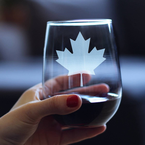 Canada Maple Leaf Stemless Wine Glass - Canadians Gifts