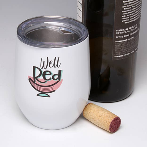 Well Red Stemless Wine Glass Tumbler 