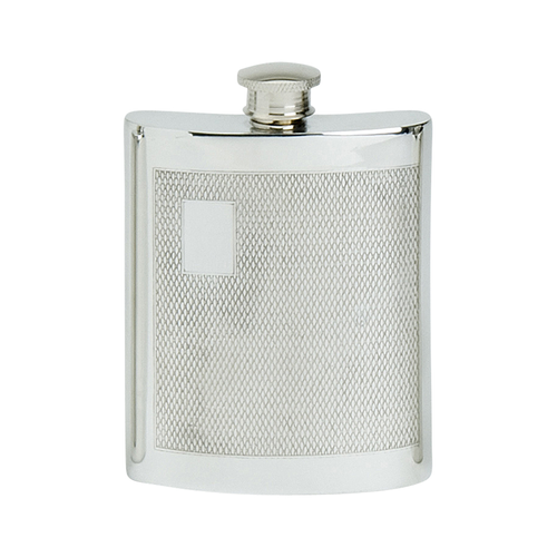 Engine Turned English Pewter 6oz Flask
