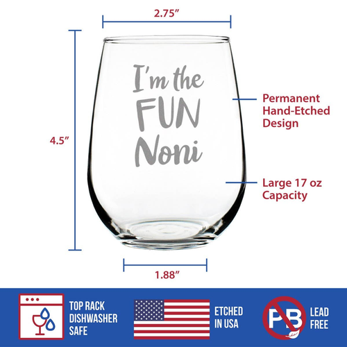 Fun Noni Stemless Wine Glass - Mother's Day Gifts and Decor
