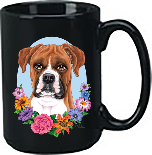 Boxer Fawn Uncropped - Best of Breed Ceramic 15oz Coffee Black Mug