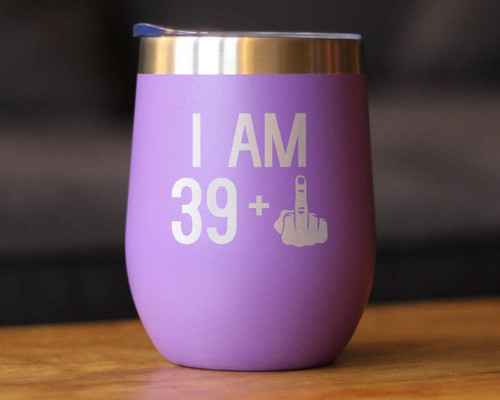 40th Birthday Gifts - Middle Finger Insulated Wine Tumbler