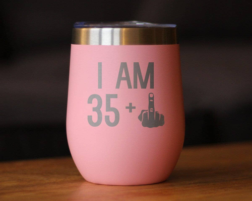 36th Birthday Gifts - Middle Finger Insulated Wine Tumbler