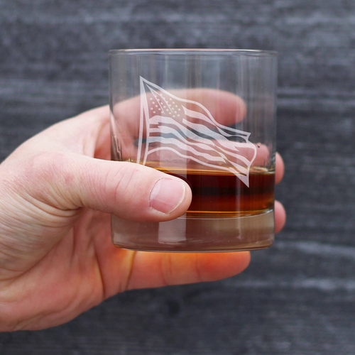 American Flag Whiskey Rocks Glass - Patriotic Gifts