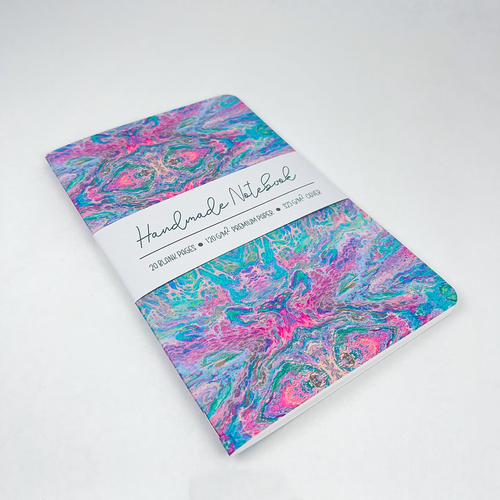 Liquid Art - Style 2 - Handmade Saddle Bound Notebook - A5-ish size
