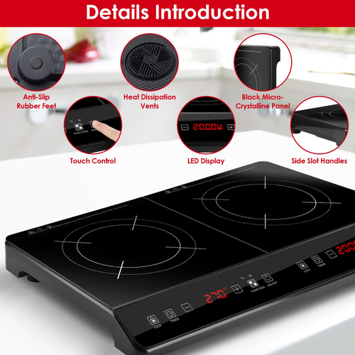 4000W Induction Cooktop Portable Double Induction Cooker 