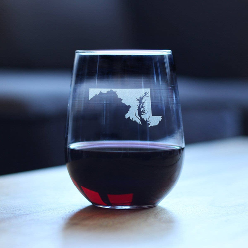 Maryland Outline Stemless Wine Glass - Marylanders Gifts