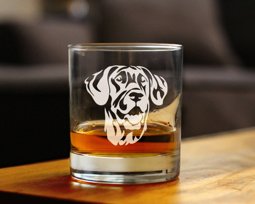 Great Dane Face Whiskey Rocks Glass - Great Dane Gifts