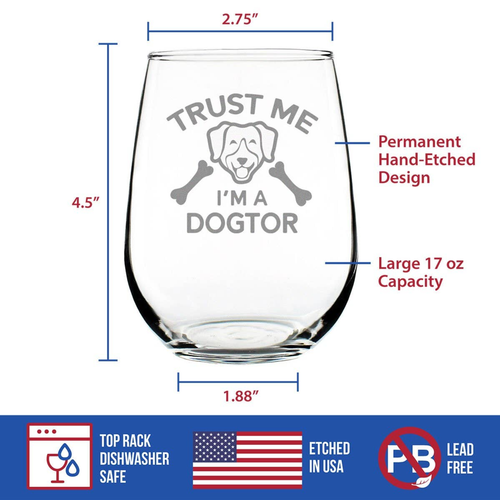 Dogtor Stemless Wine Glass - Veterinarians Gifts and Decor