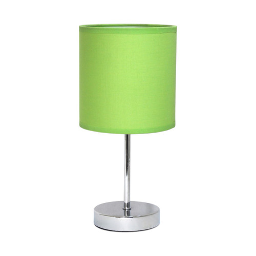 12" Silver Metal Table Lamp LED With Green Drum Shade