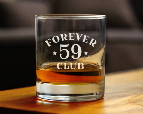 Forever 59 Whiskey Rocks Glass - 60th Birthday Gifts
