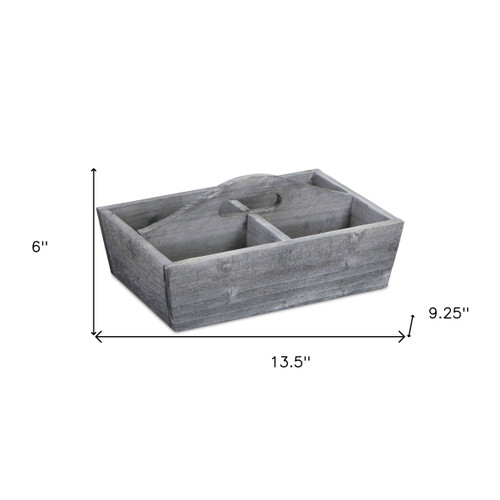 14" Gray Solid Wood Box