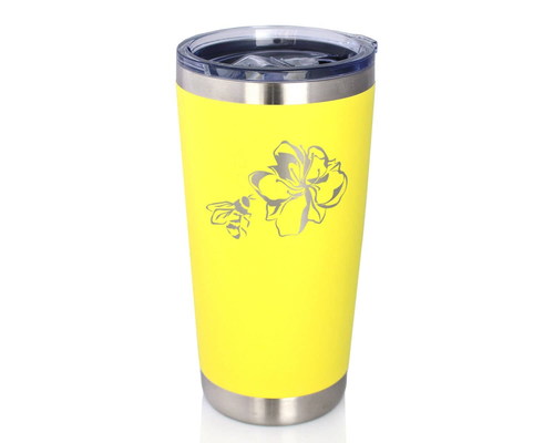 Bee Flower Insulated Travel Tumbler - Garden Gifts and Decor