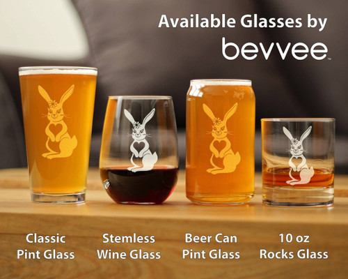 Cute Bunny Rabbit Stemless Wine Glass - Rabbit Gifts