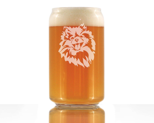 Pomeranian Face Beer Can Pint Glass - Pomeranian Gifts