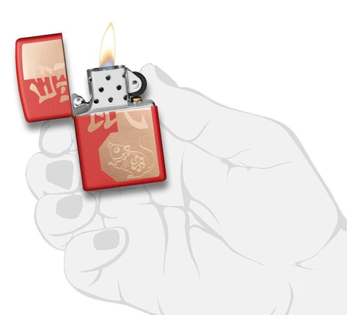 Zippo Year Of The Rat 2020 Red Matte Finish Genuine Windproof Lighter 