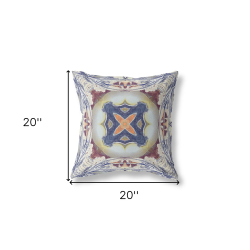 5" X 20" Indigo Geometric Indoor Outdoor Throw Pillow