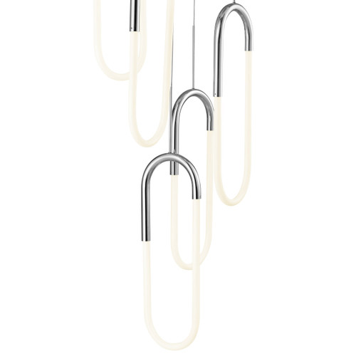 Silver Five Light Metal LED Dimmable Smart Enabled Chandelier