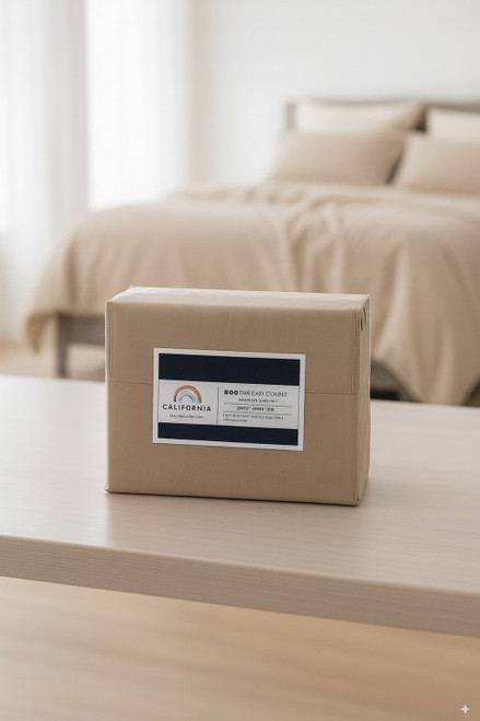 Three Piece Light Brown Cotton Twin Sheet Set