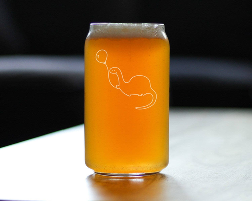 Dinosaur Balloon Beer Can Pint Glass - Funny Birthday Gifts