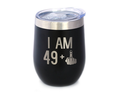 50th Birthday Gifts - Middle Finger Insulated Wine Tumbler