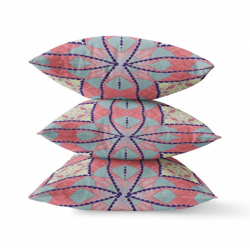 20"x20" Muted Red Yellow Zippered Suede Geometric Throw Pillow