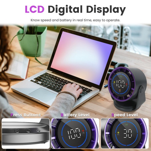 100 Speeds Desk Fan Battery Operated Wall 