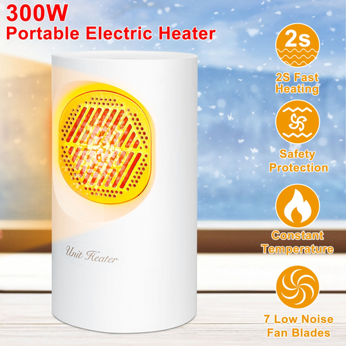 300W Portable Electric Heater Mini Heating Unit Fan 