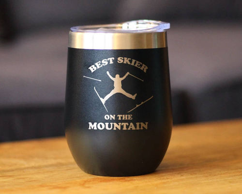 Best Skier Insulated Wine Tumbler - Skiing Gifts and Decor