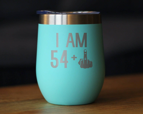 55th Birthday Gifts - Middle Finger Insulated Wine Tumbler