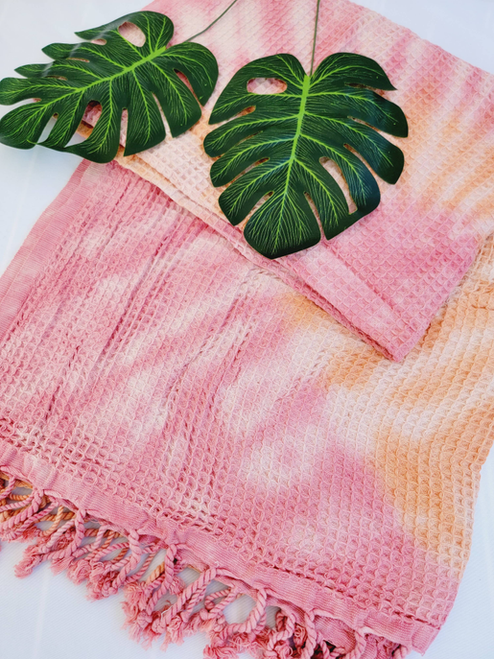 Throw Blanket Turkish Towels-Quick fold throw Blush/Orange