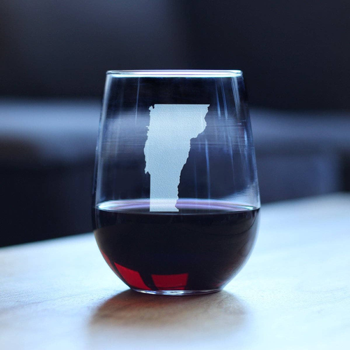 Vermont Outline Stemless Wine Glass - Vermonters Gifts