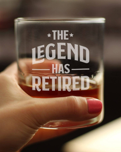 Legend Has Retired Whiskey Rocks Glass - Retirement Gifts