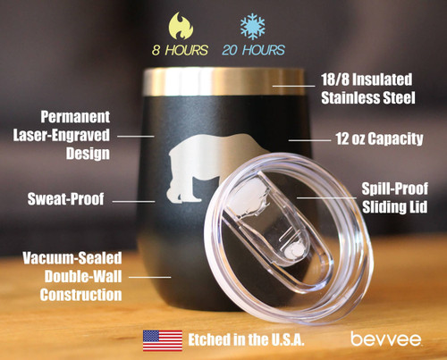 Bear Silhouette Insulated Wine Tumbler - Rustic Cabin Gifts