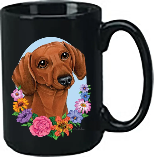 Dachshund  Red - Best of Breed Ceramic 15oz Coffee Black Mug