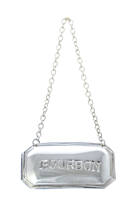 Decanter Label Cut Corner Design Silver Plate