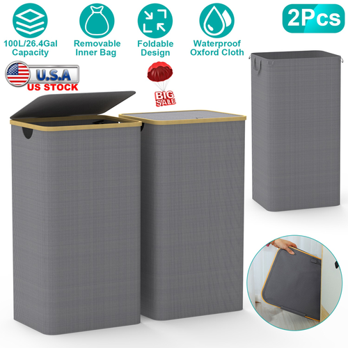 2Pcs Collapsible Laundry Hamper