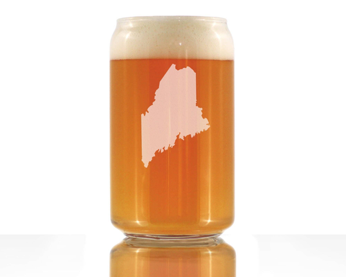 Maine Outline Beer Can Pint Glass - Mainers Gifts and Decor