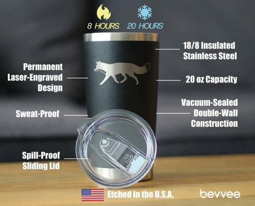 Fox Silhouette Insulated Travel Tumbler - Rustic Cabin Gifts