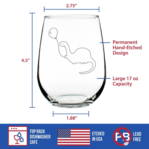 Dinosaur Balloon Stemless Wine Glass - Funny Birthday Gifts