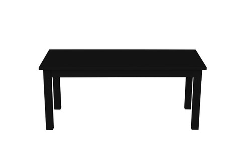 44" Black Solid Wood Rectangular Coffee Table