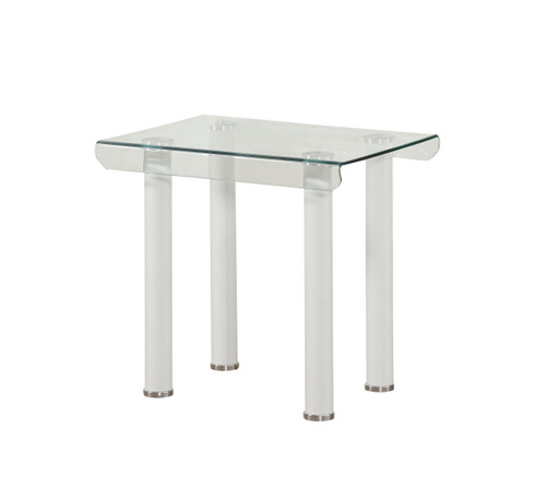 22" White And Clear Glass And Metal Square End Table