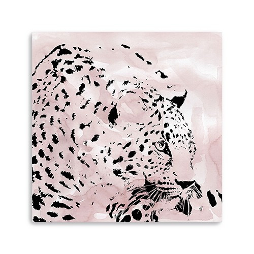 Pink Laying Leopard Unframed Print Wall Art Polyester