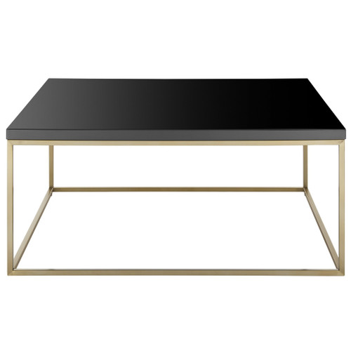 35" Gold And Black Manufactured Wood And Metal Square Coffee Table