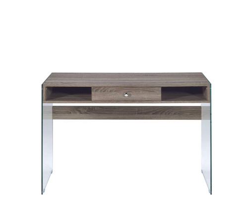 Cool Oak and Glass Panel Desk