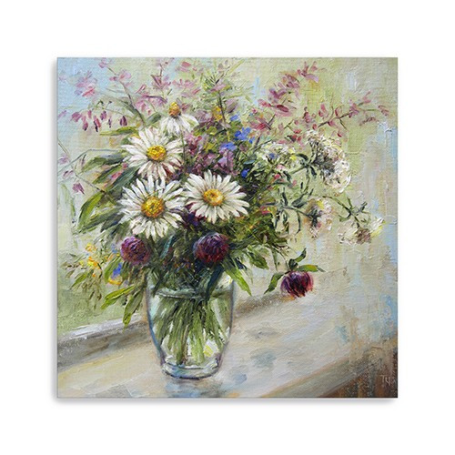 Pretty Vase Of Flowers Unframed Print Wall Art Polyester