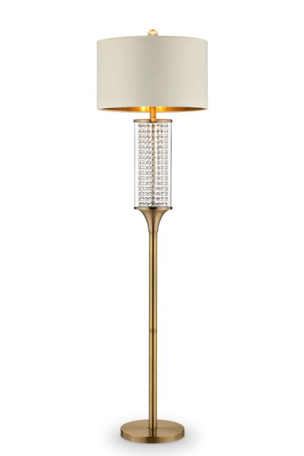 Homeroots Lighting 62 Inch Gold Column Floor Lamp, Off-White Drum Shade