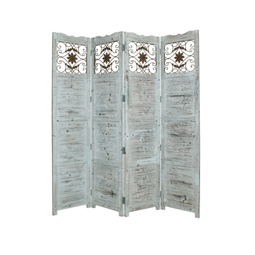 Homeroots Home Decor 1 x 76 x 84 Blue Wood Screen, Blue Finish