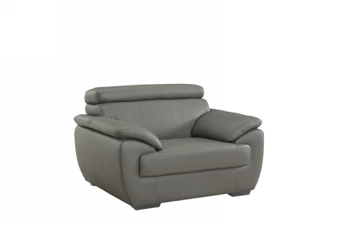 Homeroots Living Room 32" to 38" Grey Captivating Leather Chair, Grey