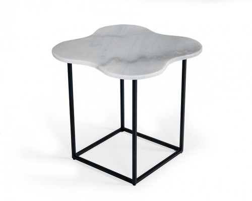 Homeroots Living Room 15" Free Form End Table, Black and White Marble